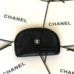 Chanel mesh cosmetic bag gold hardware